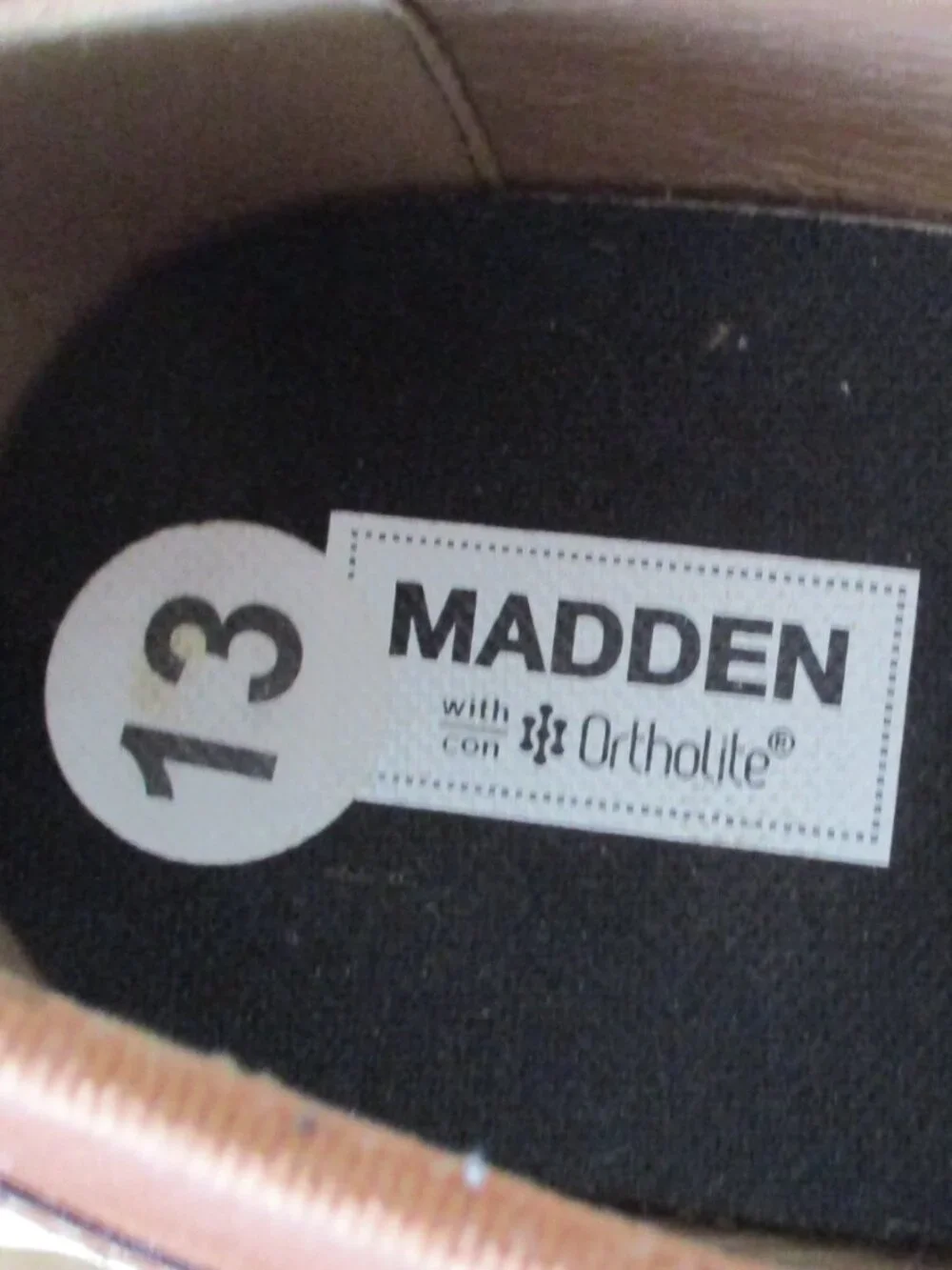 Steve Madden Ortholite Mens Tan Leather Lace-up Casual Oxford Shoe - Size 13M